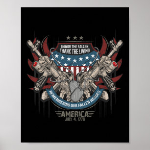 4th Patriotic America Military Veteran Independenc Poster