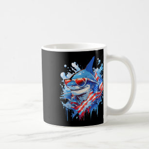 4th Patriotic Funny Shark Sungles Independence Day Coffee Mug