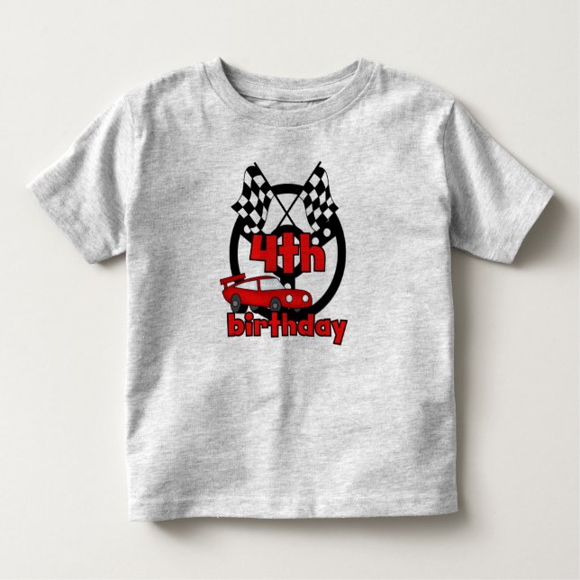 4th Race Car Birthday Toddler T-Shirt (Front)