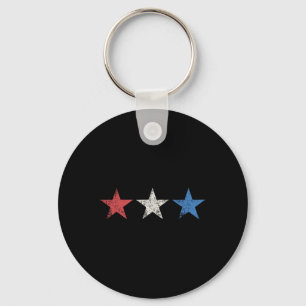4th Red White Blue Stars Cute Usa Patriotic Americ Key Ring