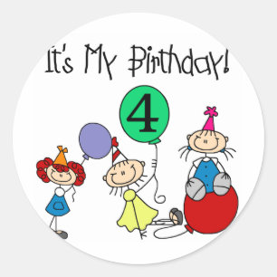 4th Stick Kids Party Birthday Tshirts and Gifts Classic Round Sticker
