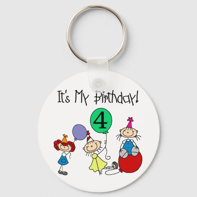 4th Stick Kids Party Birthday Tshirts and Gifts Key Ring (Front)