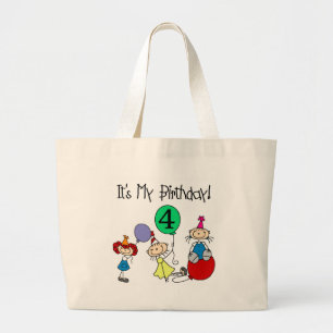 4th Stick Kids Party Birthday Tshirts and Gifts Large Tote Bag