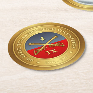 4th Texas Cavalry (rd) Round Paper Coaster