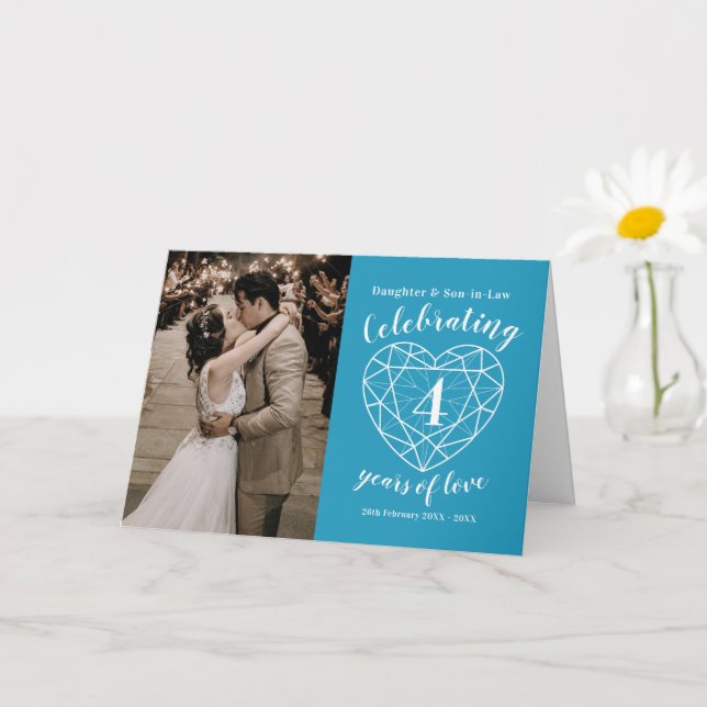 4th Wedding Anniversary blue topaz heart Card (Small Plant)