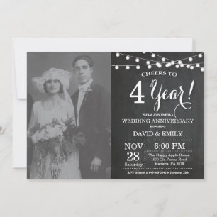 4th Wedding Anniversary Chalkboard Photo Invitation