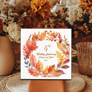 4th Wedding Anniversary Fall Floral Napkin