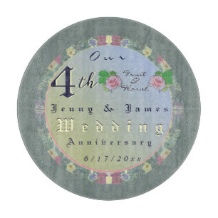 4th Wedding Anniversary Floral  Cutting Board
