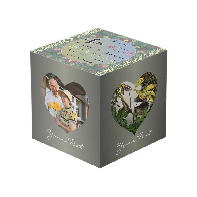 4th Wedding Anniversary Floral Frames 4 Photos (Front Angled)