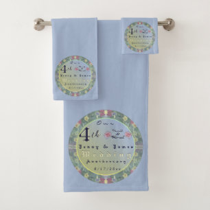 4th Wedding Anniversary Floral Towel
