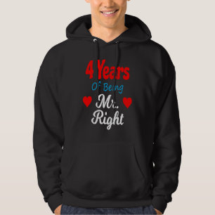 4th Wedding Anniversary for Men Him Mr Right Husba Hoodie