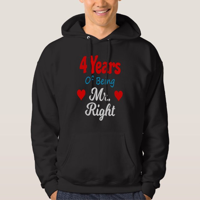 4th Wedding Anniversary for Men Him Mr Right Husba Hoodie (Front)