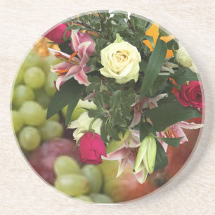 4th Wedding Anniversary Fruit and Flowers Coaster