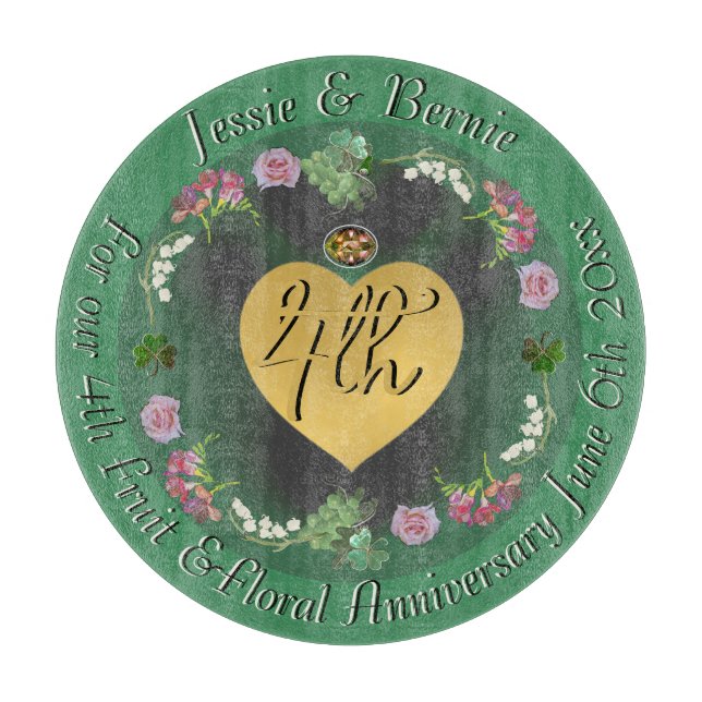 4th Wedding Anniversary Fruit Floral  Cutting Board (Front)