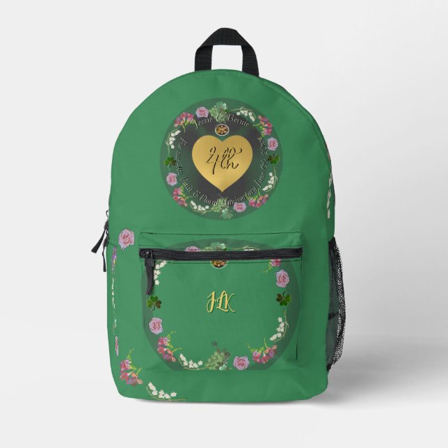 4th Wedding Anniversary Fruit Floral  Printed Backpack (Front)