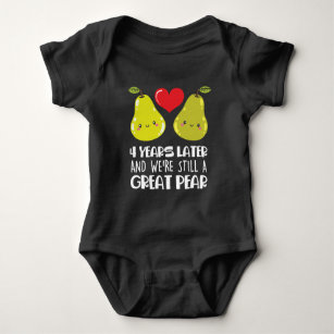 4th Wedding Anniversary Gift Married Couple Pear Baby Bodysuit
