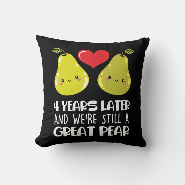 4th Wedding Anniversary Gift Married Couple Pear Cushion (Front)