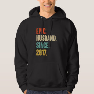 4th Wedding Anniversary Him Epic Husband Since 201 Hoodie