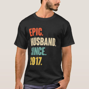 4th Wedding Anniversary Him Epic Husband Since 201 T-Shirt