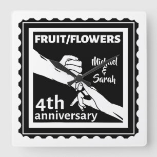 4th Wedding anniversary holding hands romantic Square Wall Clock