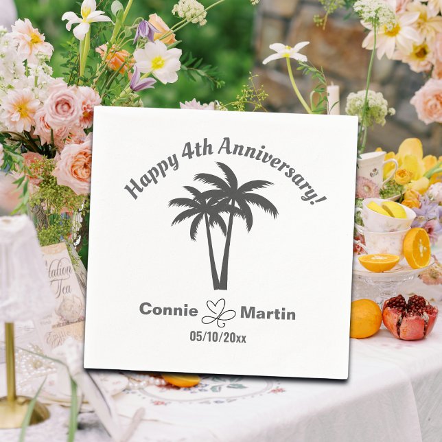 4th Wedding Anniversary Palm Trees Napkin (Creator Uploaded)