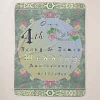 4th Year Wedding Anniversary Green&Blue Flower