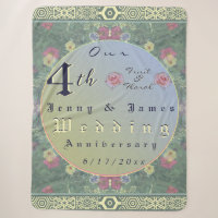 4th Year Wedding Anniversary Green&Blue Flower