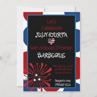 4thjuly, heart flag, With a Good Ol' Fashion, B... Invitation