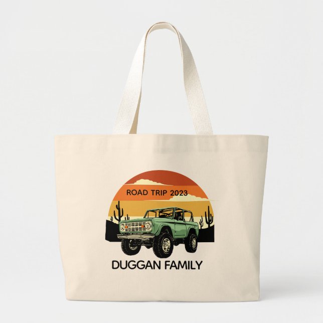 4x4 Family Adventure Personalised Custom Text Large Tote Bag (Front)