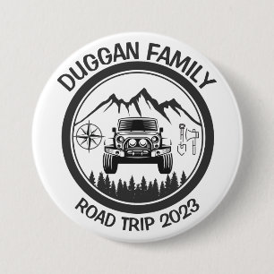 4x4 Family Road Trip Personalised Custom Text 7.5 Cm Round Badge