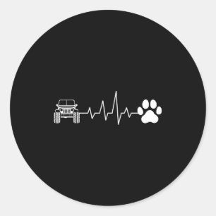 4x4 off road driving paw heartbeat cat dog lover classic round sticker
