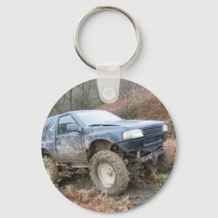 4x4 Off Roader on mud Key Ring