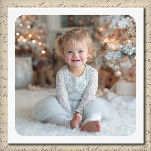 4x4 Rounded Square Border Holiday Family Photo (4x4 Rounded Square Border Holiday Family Photo)
