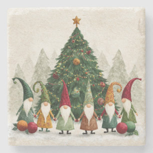 4x4 Stone Christmas Gnome Coaster