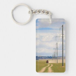 4X4 Vehicles On Dirt Road, Gobi Desert Key Ring