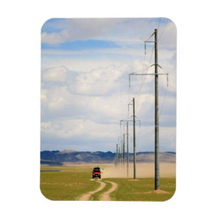 4X4 Vehicles On Dirt Road, Gobi Desert Magnet