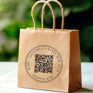 4X5 Business QR Code Christmas Holiday Rubber Stamp