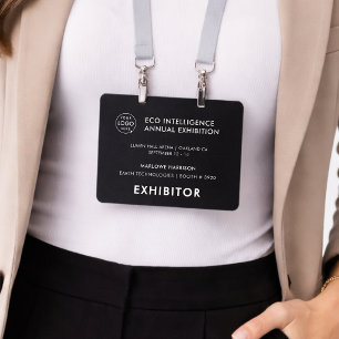 4x5 Event Badge Exhibitor Pass Black Badges ID Badge
