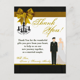 4x5 FLAT Thank You Card ARMY Uniform Groom Bride