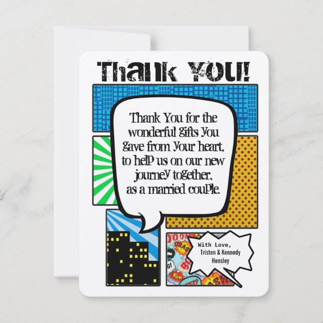 4x5 FLAT Thank You Card Comic Strip Book Pop Art (Front)
