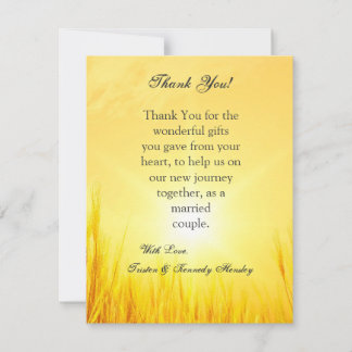 4x5 FLAT Thank You Card Country Hay Sunset