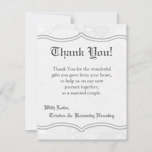4x5 FLAT Thank You Card Country White Lace Print