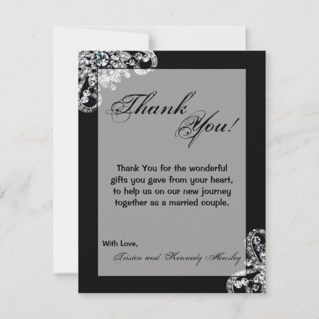 4x5 FLAT Thank You Card Diamond Jewellery Necklace (Front)