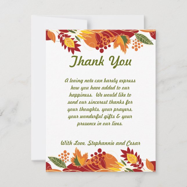 4x5 FLAT Thank You Card Fall Foliage Leaves (Front)