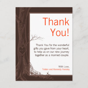 4x5 FLAT Thank You Card Fall Tree Initial Carvings