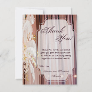 4x5 FLAT Thank You Card Feather Centre Piece Glam