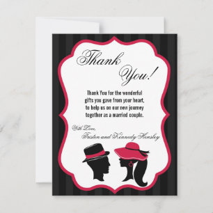 4x5 FLAT Thank You Card Formal Hats Elegant Retro