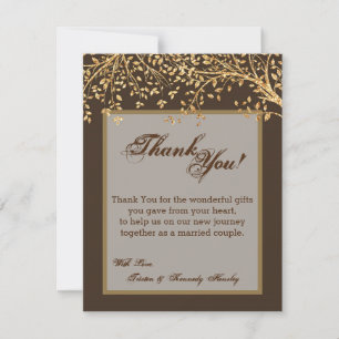 4x5 FLAT Thank You Card Gold Foil Autumn Fall Tree