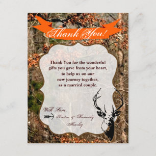 4x5 FLAT Thank You Card Hunting Deer Buck Head Cam