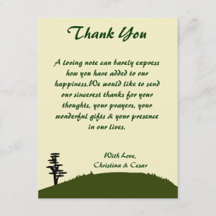 4x5 FLAT Thank You Card Japanese Green Hill Top Te